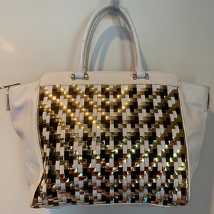 MILLY Dylan woven leather tote